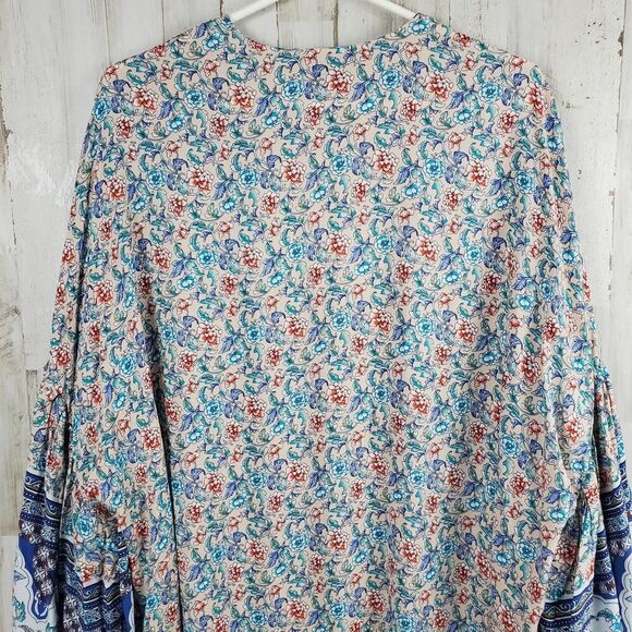 GiGiO Floral Kimono Cardigan Blue Pink Size Medium - Picture 9 of 9
